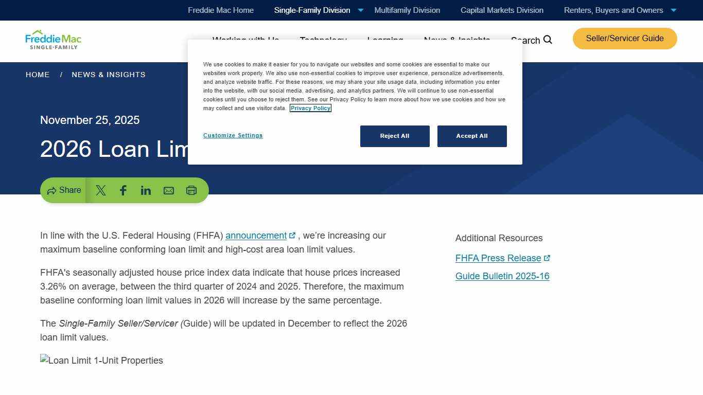 2026 Loan Limits Increase by 3.26% - Freddie Mac Single-Family